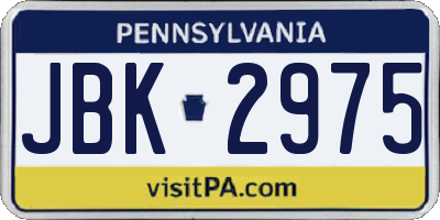 PA license plate JBK2975