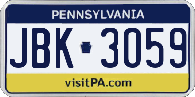 PA license plate JBK3059