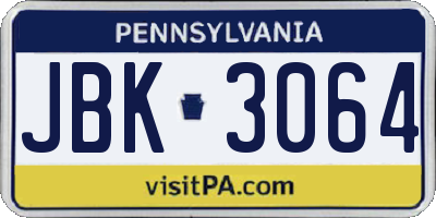 PA license plate JBK3064