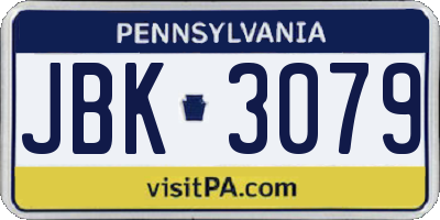 PA license plate JBK3079