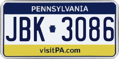 PA license plate JBK3086