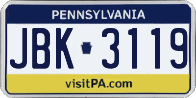 PA license plate JBK3119