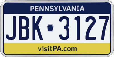 PA license plate JBK3127