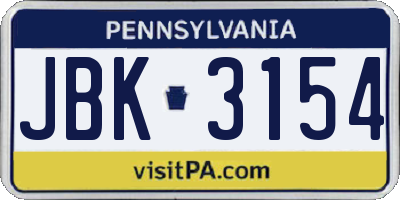 PA license plate JBK3154