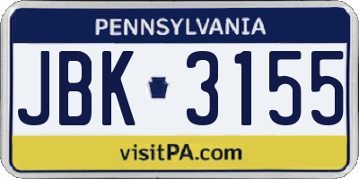 PA license plate JBK3155