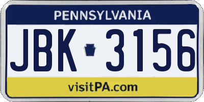 PA license plate JBK3156