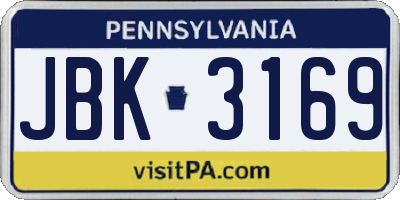 PA license plate JBK3169