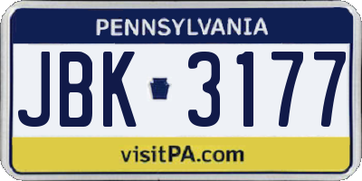 PA license plate JBK3177