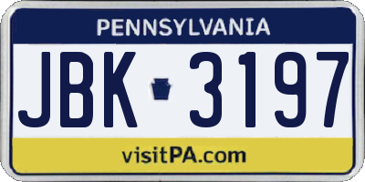 PA license plate JBK3197