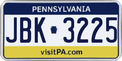 PA license plate JBK3225