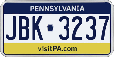 PA license plate JBK3237