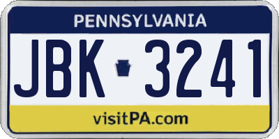 PA license plate JBK3241