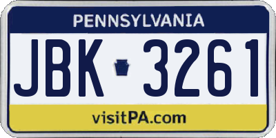 PA license plate JBK3261