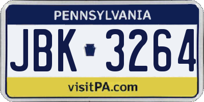 PA license plate JBK3264