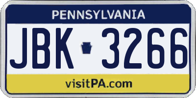 PA license plate JBK3266