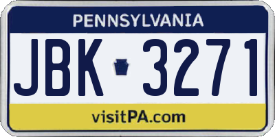 PA license plate JBK3271