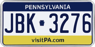 PA license plate JBK3276