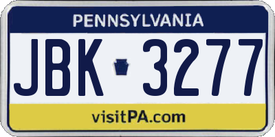 PA license plate JBK3277