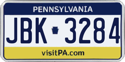 PA license plate JBK3284