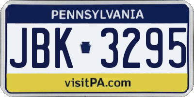 PA license plate JBK3295