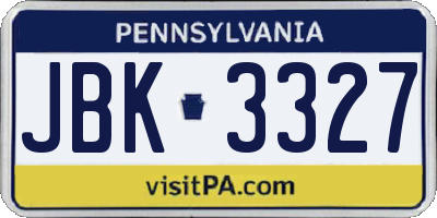 PA license plate JBK3327