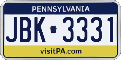 PA license plate JBK3331