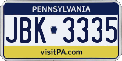 PA license plate JBK3335