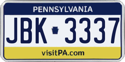 PA license plate JBK3337