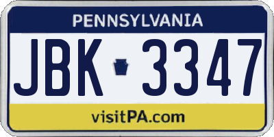 PA license plate JBK3347