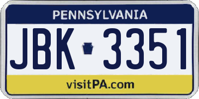 PA license plate JBK3351