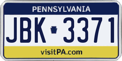 PA license plate JBK3371