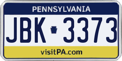 PA license plate JBK3373