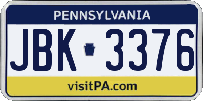 PA license plate JBK3376