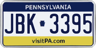 PA license plate JBK3395