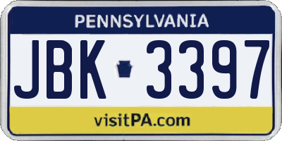 PA license plate JBK3397