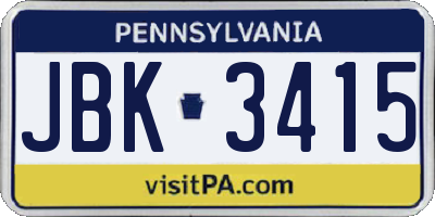 PA license plate JBK3415