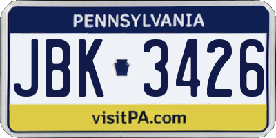 PA license plate JBK3426