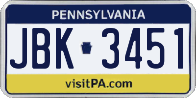 PA license plate JBK3451