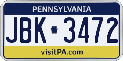 PA license plate JBK3472