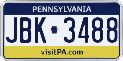 PA license plate JBK3488