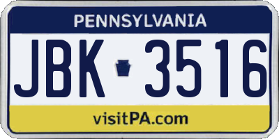 PA license plate JBK3516