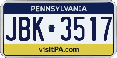 PA license plate JBK3517