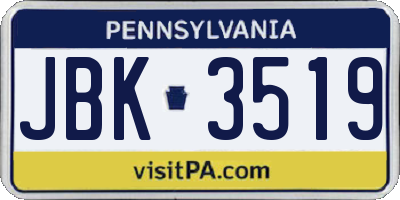PA license plate JBK3519