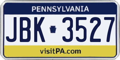 PA license plate JBK3527