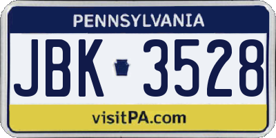 PA license plate JBK3528