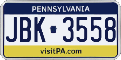 PA license plate JBK3558