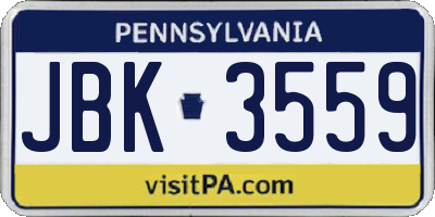 PA license plate JBK3559