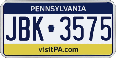 PA license plate JBK3575