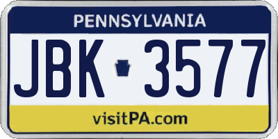 PA license plate JBK3577