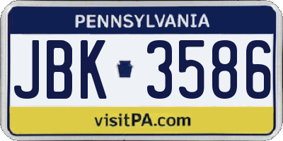 PA license plate JBK3586